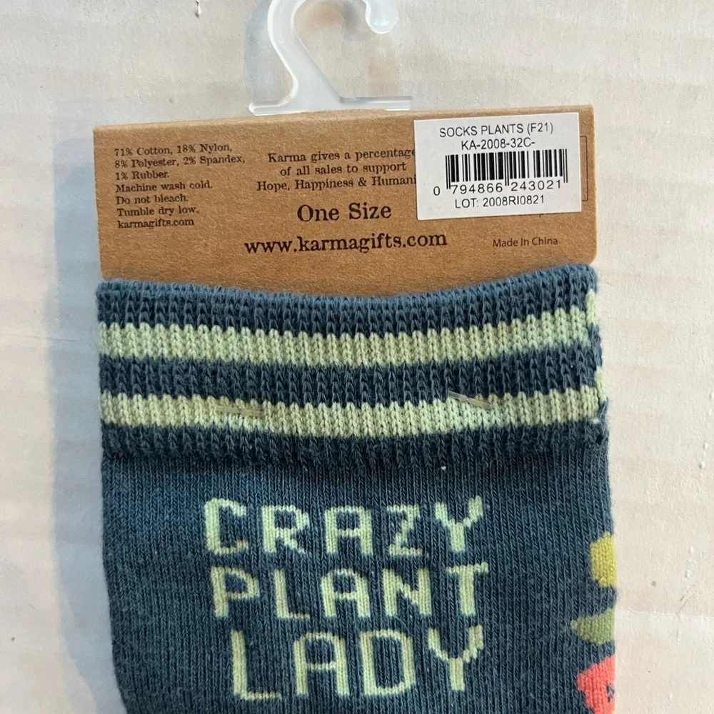 NWT Karma Crazy Plant Lady novelty socks OS - Picture 3 of 3